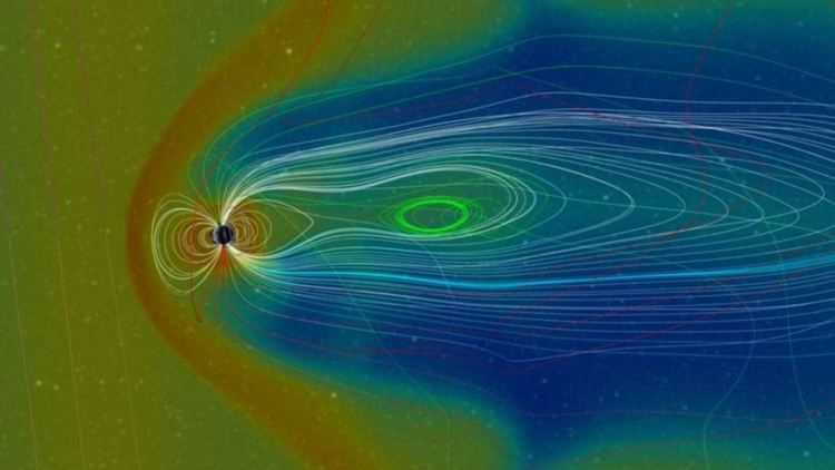 Визуализация, направена от NASA, на земната магнитосфера на 14 юли 2012-а.