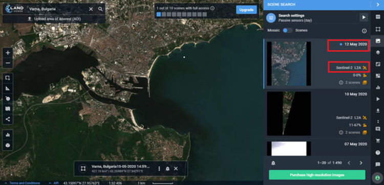 Сателитна снимка от 12 май т.г. | Снимка: Sentinel 2