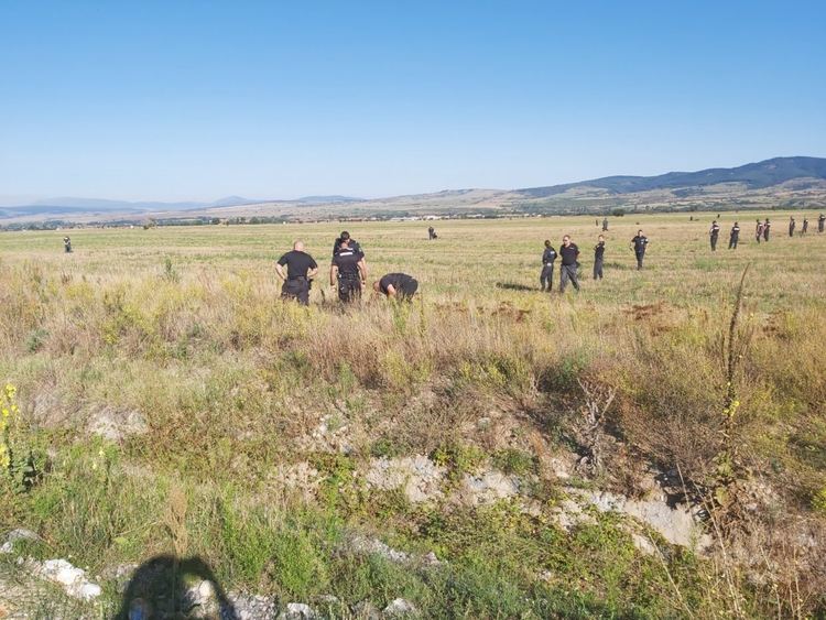 Полиция и жандармерия с кучета претърсват ожъната нива край Дупница