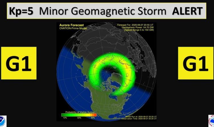 Най-мощната магнитна буря през 2020 г. е регистрирана през нощта на 28 септември