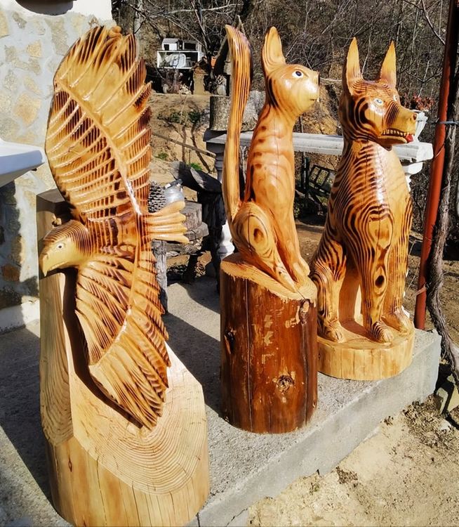 Родопчанин вае скулптури от дърво с 12-килограмов моторен трион 