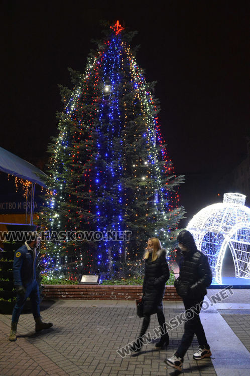 Центърът на Хасково грейна в коледна украса