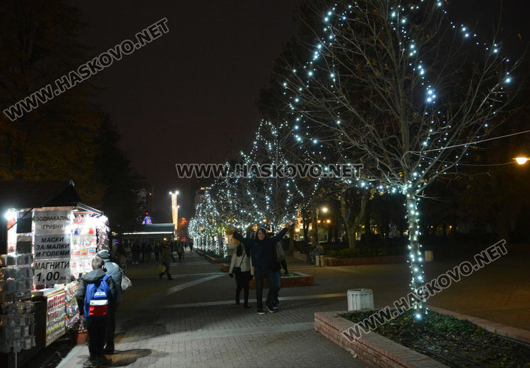 Центърът на Хасково грейна в коледна украса
