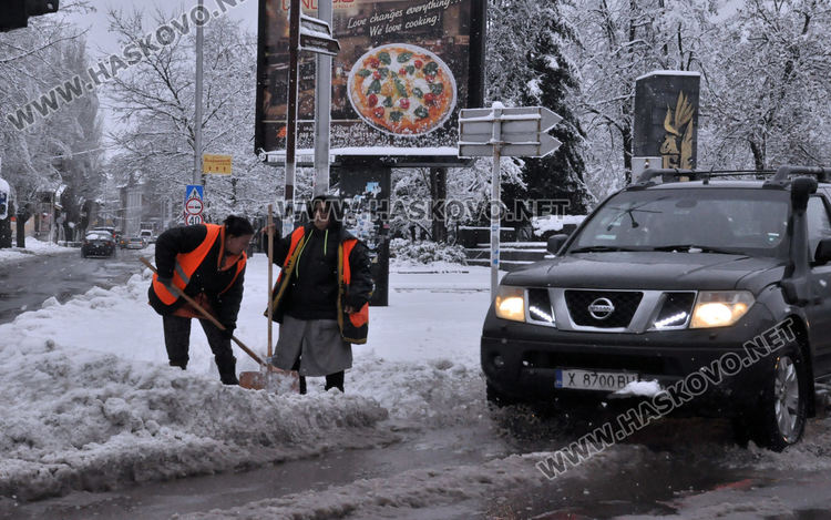 Множество паднали дървета и клони в Хасково, улица „Георги Кирков“ е блокирана