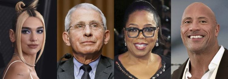 Д-р Антъни Фаучи, Опра Уинфри, Скалата, Андра Дей , Дуа Липа с "интернет Оскари"
