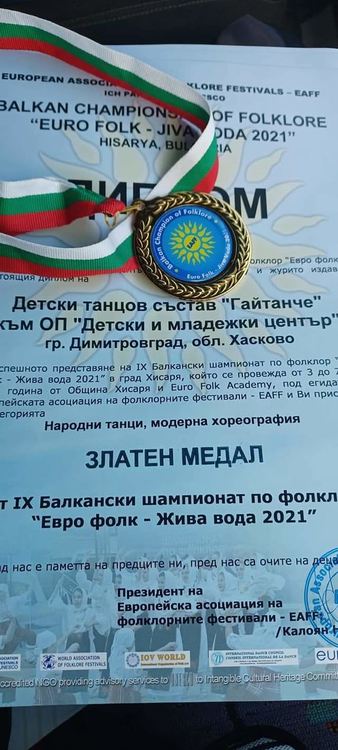 ТС "Гайчанче" са "ОТКРИТИЕ" на Балканския шампионат по фолклор "Жива вода" 2021