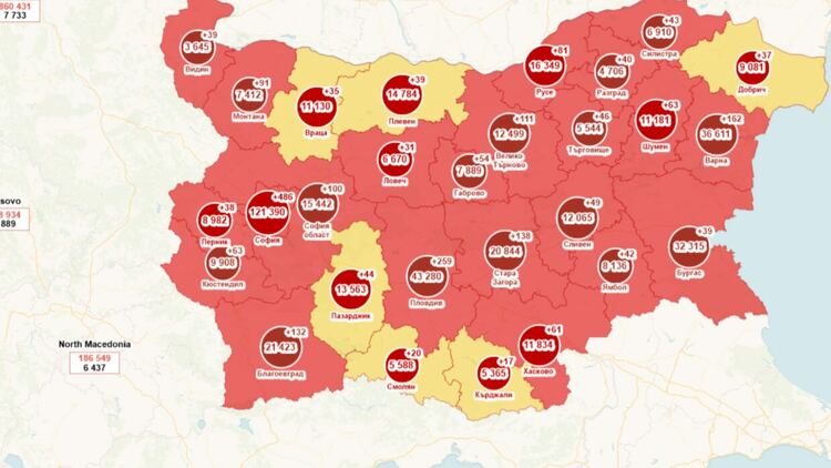 Хасковска област отново се върна на Ковид картата в червената зона