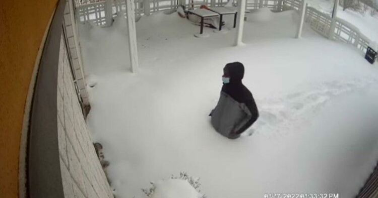 Реакцията на човек пред затворено заради снега заведение весели мрежата