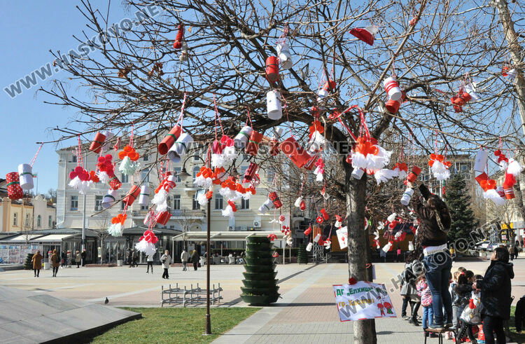 За десета година дърветата в Хасково с бяло-червени премени за 1-ви март