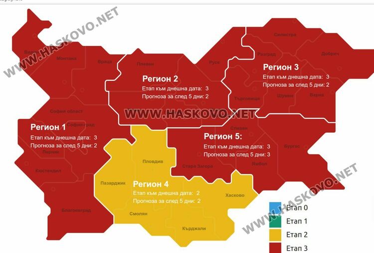 Регионът на Хасково се върна в жълтата зона на ковид картата, очаква се разхлабване на мерките 