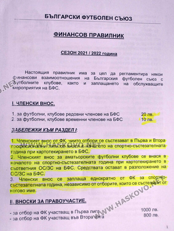 Напрежение между ОС на БФС-Хасково и футболен клуб заради такса от 20 лева