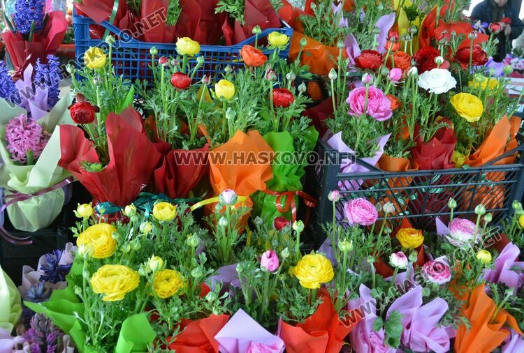 Оживление на пазара за цветя в Хасково преди Деня на жената