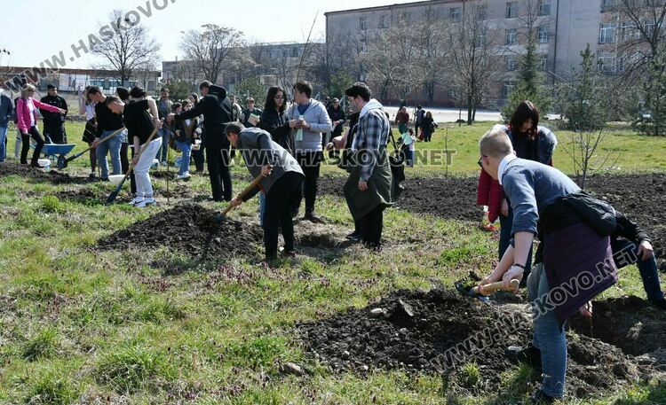 Младежи от пет държави засадиха плодни дръвчета в Хасково на Благовещение