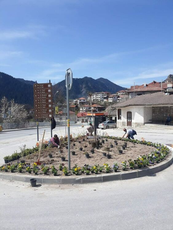 Служители на общинската администрация в Смолян почистваха и засаждаха цветя