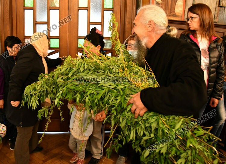 Тържествена служба на Цветница в Хасково, раздадоха върбови клонки
