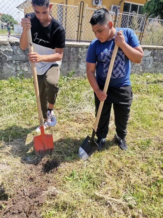 Учениците от Виница се грижат за озеленяването на училищния двор
