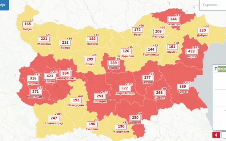 Хасковска област в червено на ковид картата