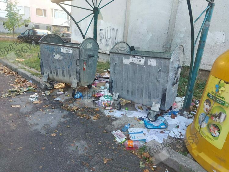 Боклуци остават около контейнерите в Кърджали след преминаването на сметовозите