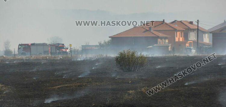 Пожар избухна в гробищен парк и тръгна към Войводово