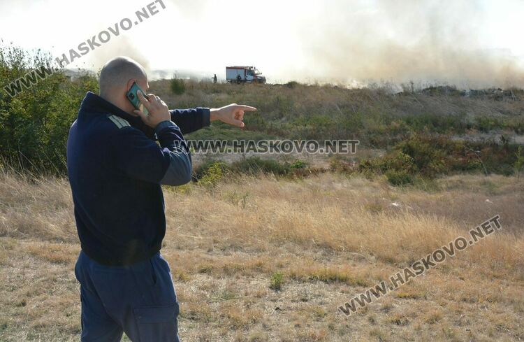 Пожар избухна в гробищен парк и тръгна към Войводово