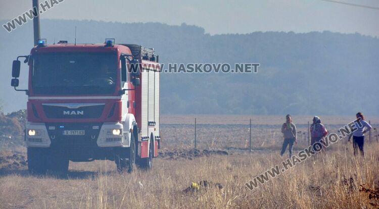 Пожар избухна в гробищен парк и тръгна към Войводово