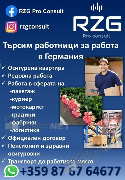 Агенция за работа в чужбина RZG Pro Consult набира кандидати за Германия 