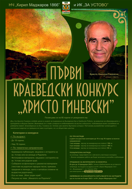 Стартира Първи краеведски конкурс  в памет на доц. Христо Гиневски
