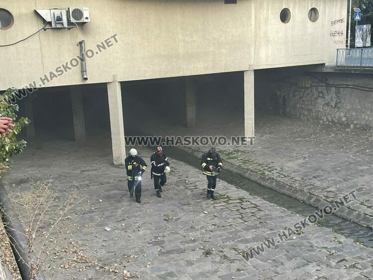 Пламнаха боклуци в коритото на хасковската река