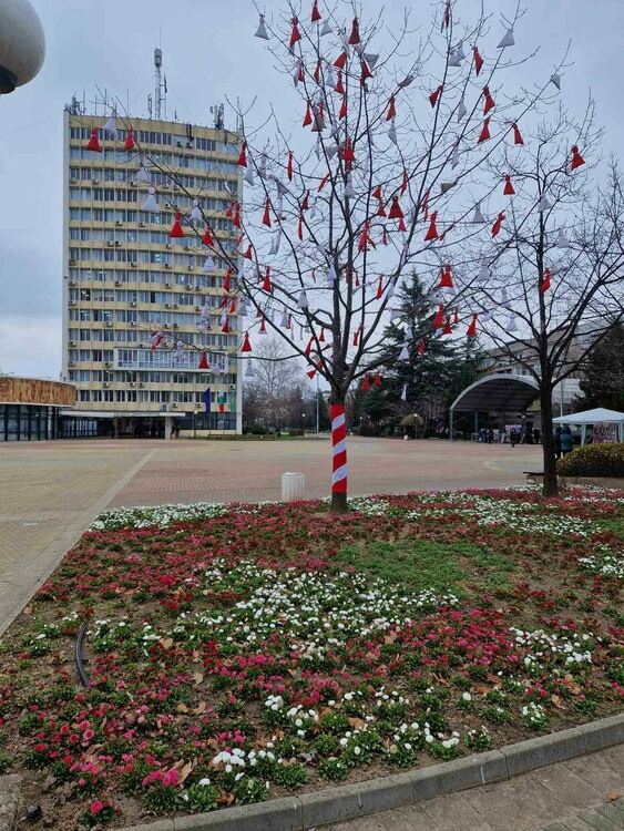 Стилна мартенска украса в Димитровград и мартеница "Аз обичам Димитровград" за гражданите