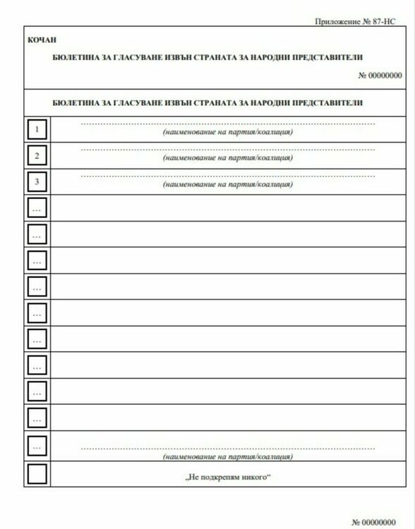 ЦИК публикува образците на бюлетините за гласуване за страната и за чужбина