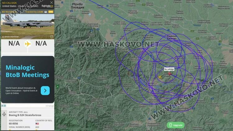 Тренировки на бомбардировачи B-52 над Хасково и Кърджали подпалиха социалната мрежа