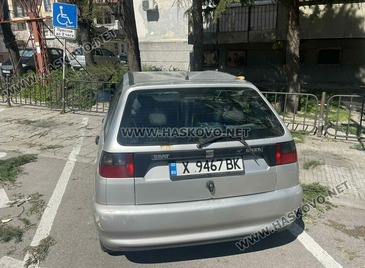 Вятърът счупи клон от дърво и падна върху кола в центъра на Хасково