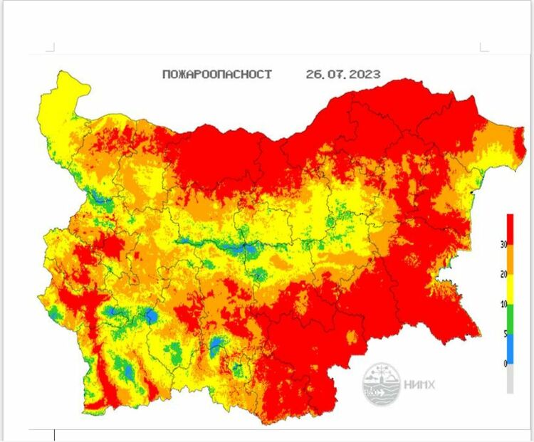 Червен код за опасно време в региона на Хасково и най-висок индекс за пожароопасност