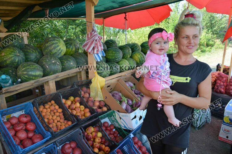 От шарени и бели патладжани до големи дини и пъпеши на крайпътния пазар между Хасково и Конуш