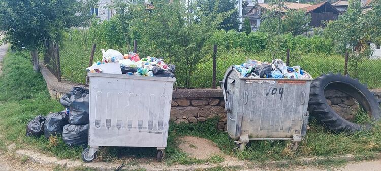 Така изглеждаха до вчера привечер контейнерите в с.Смилян / снимка: Илия Годев/