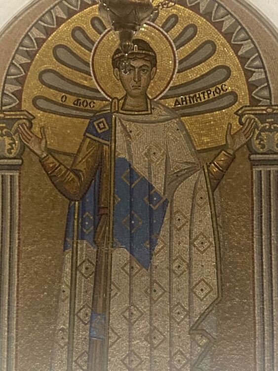 Мозайка в църквата "Св. Димитър" с мощите на светеце в Солун