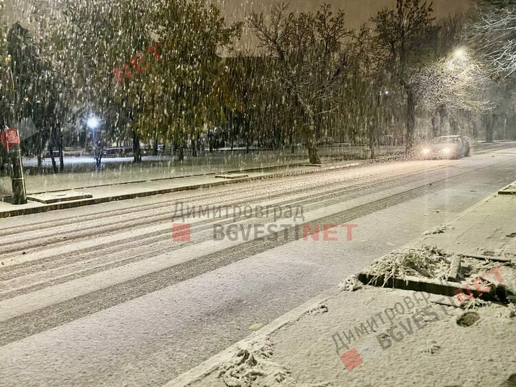 В Димитровград заваля първият сняг за сезона