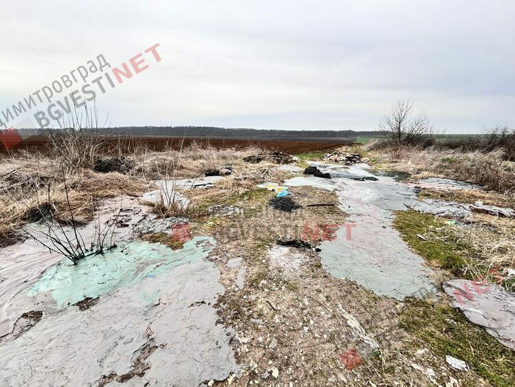 Варели с потенциално опасни вещества се изхвърлят и изсипват до нива край Димитровград