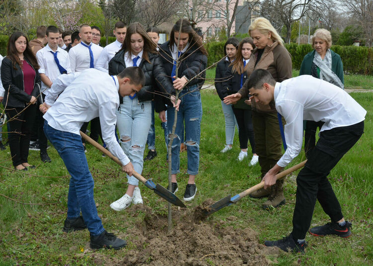 Засадиха Червен американски дъб в Царската гимназия в седмицата на гората