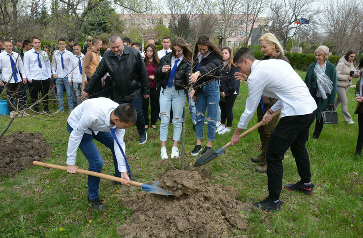 Засадиха Червен американски дъб в Царската гимназия в седмицата на гората