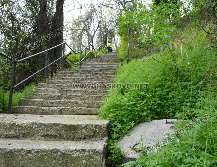 Разчистват храсти около разбитото стълбище край Кърджалийска за обстоен оглед за пропадания 