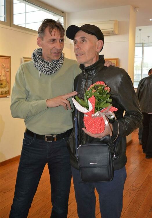 Художникът Симеон Тодев (вляво)