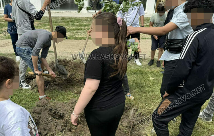 Сирийски и български ученици посадиха дръвчета в бежанския лагер в Харманли