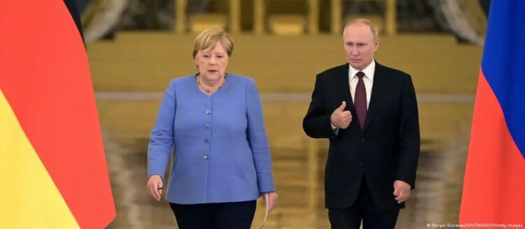 Ангела Меркел и Владимир Путин в Кремъл, август 2021