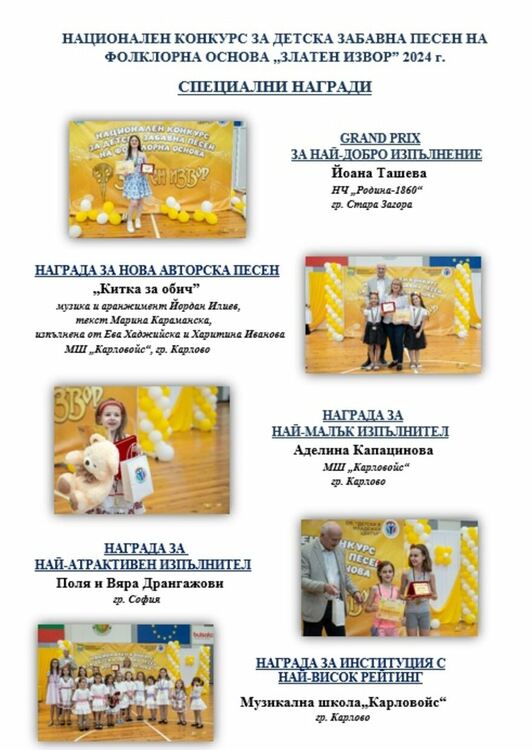 За трета поредна година „Карловойс“ триумфираха на песенния конкурс "Златен извор" в Димитровград