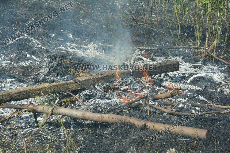 Евакуираха служители от шивашка фирма заради пожар край Хасково, затвориха път