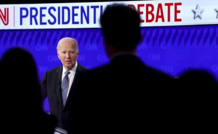 Джо Байдън на предизборния дебат снощи.