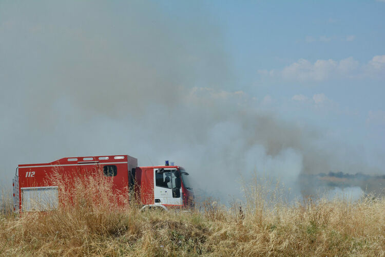 Пламнаха сухи треви и храсти до македонските гробища в Хасково