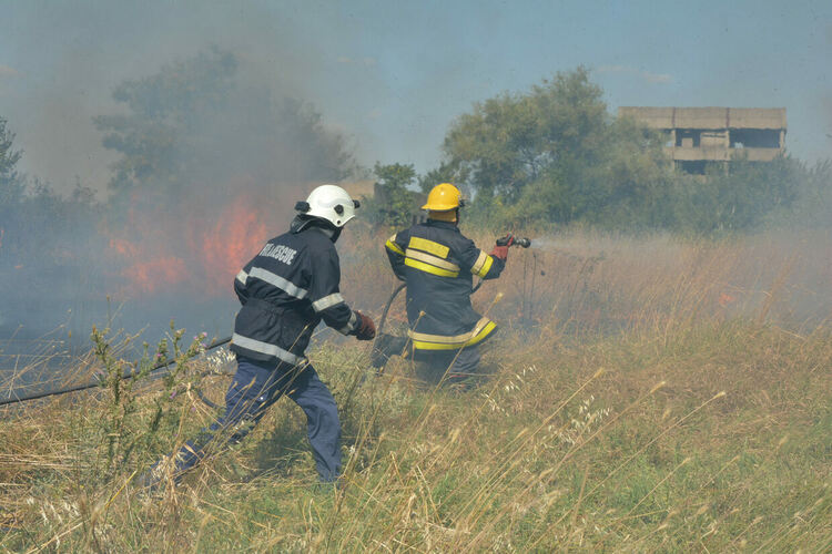 Пламнаха сухи треви и храсти до македонските гробища в Хасково