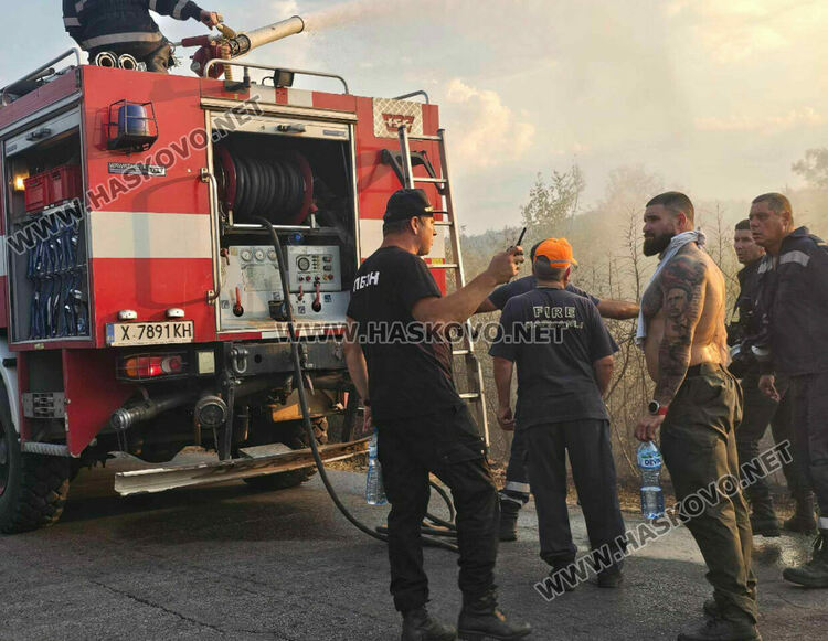 Изгоряха вили и ферма с овце при пожара край Харманли, пострадаха пожарникари